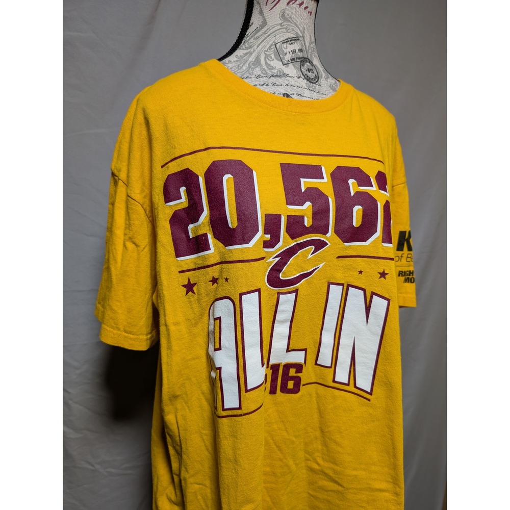 Cleveland Cavaliers All In 216 NBA Playoffs Gold Yellow Cotton T-Shirt Size XL - Picture 2 of 10